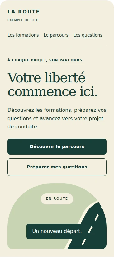 La même démonstration adaptée à un écran de téléphone.